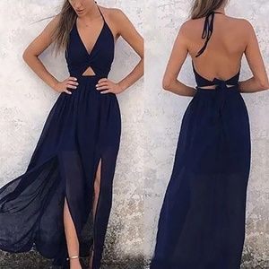 NWOT Sexy Sky Blue Maxi Dress